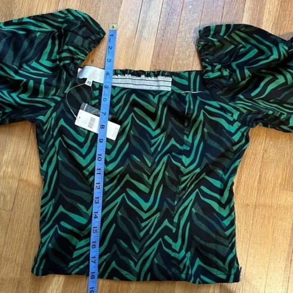 NEW Anthropologie Corey Lynn Calter Emerald Green Black Puff Statement Sleeve XS - Picture 11 of 11